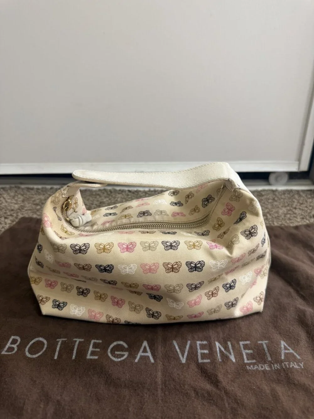Bottega Veneta Butterfly Print Zip Pouch